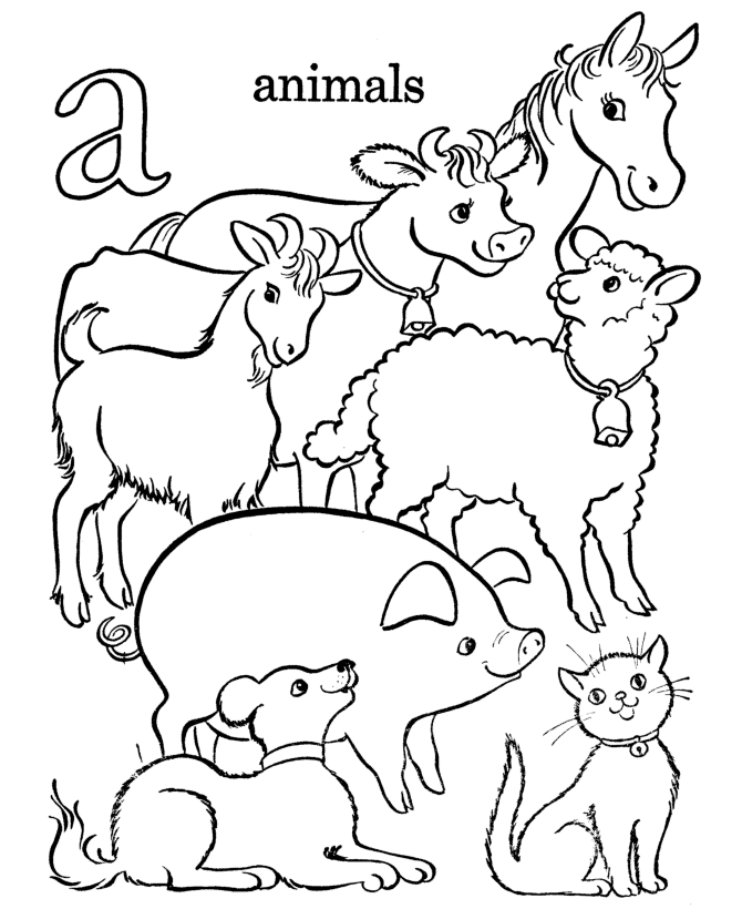 Farm Alphabet ABC Coloring page - Letter a (lc)