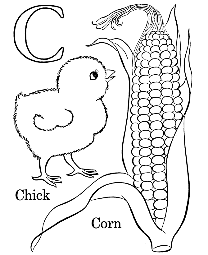 Farm Alphabet ABC Coloring page - Letter C 