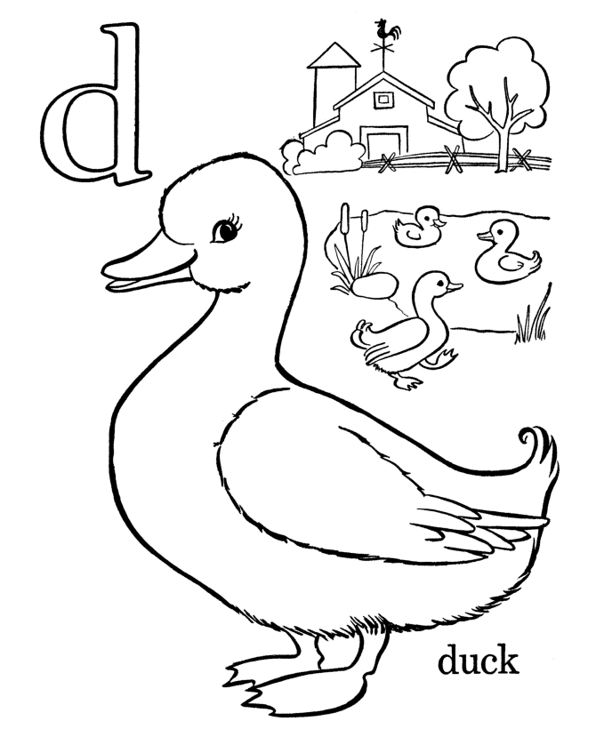 Farm Alphabet ABC Coloring page - Letter d (lc)