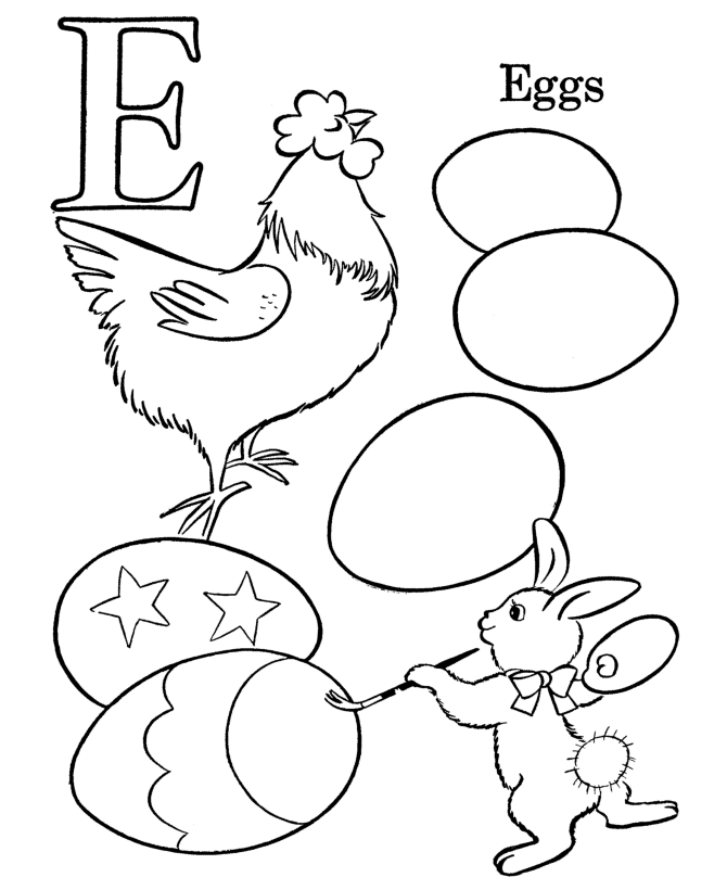 Kids ABC Coloring Pages | Letter E - Free printable farm ...