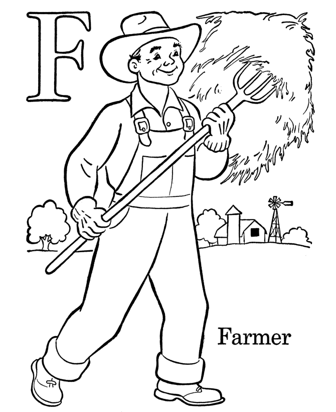Farm Alphabet ABC Coloring page | Letter F