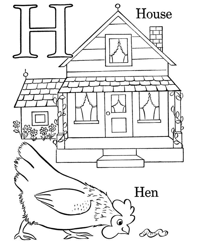 Farm Alphabet ABC Coloring page | Letter H