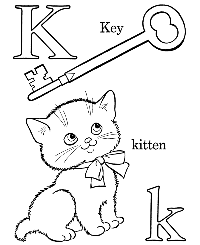 Alphabet Coloring Pages | Letter K - Free printable farm ABC coloring