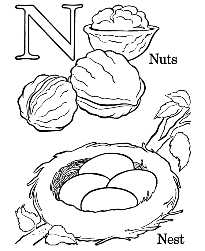 Farm Alphabet ABC Coloring page | Letter N