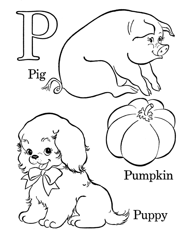 Alphabet Coloring Pages | Letter P - Free printable farm ABC coloring