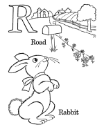 Letter R for Rabbit - Farm Alphabet Coloring Pages - ABC Coloring pages