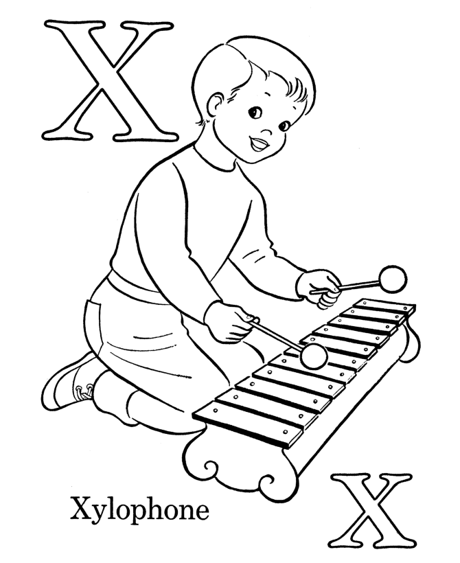 Farm Alphabet ABC Coloring page | Letter X