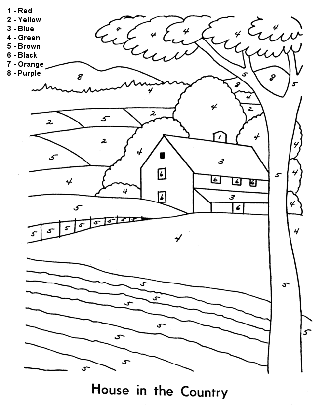 Color by Numbers Page | Farm House