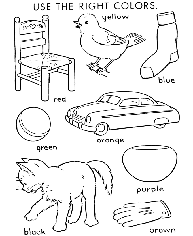 Coloring Instructions Page | Objects to Color