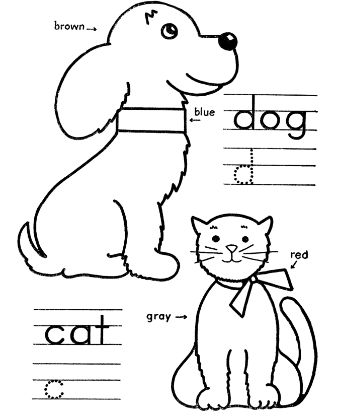 Coloring Instructions Page | Dog / Cat objects to color