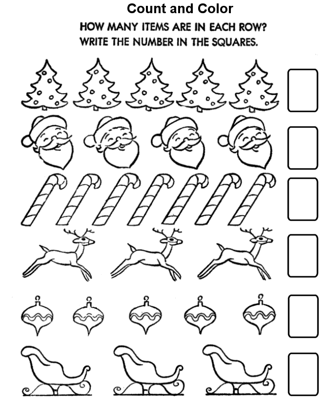 Counting Activity Sheet | Christmas objects