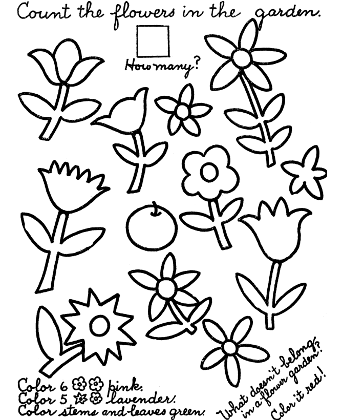 Flowers in the Garden counting Activity Sheet | Count the objects border=