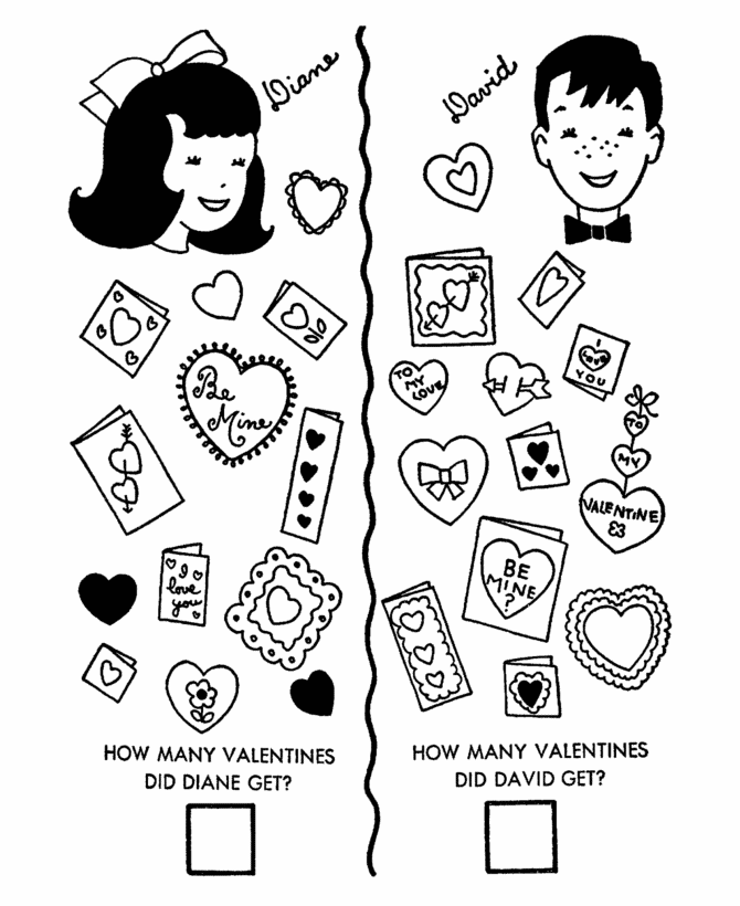 Counting Valentine Cards Activity Sheet | Count the objects