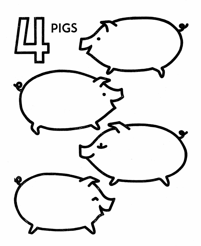 Counting objects Activity Sheet | Count the  Four - Pigs