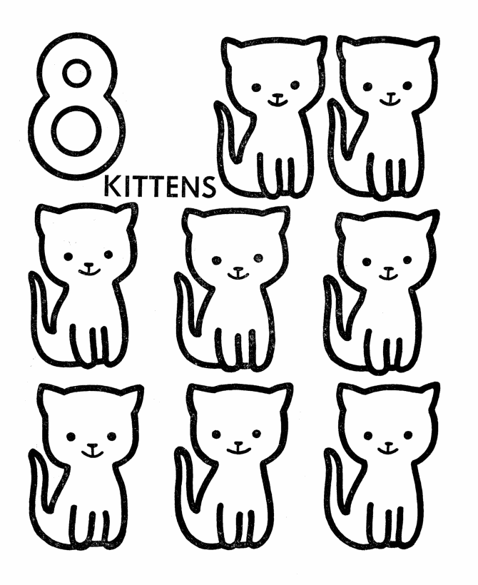 Counting objects Activity Sheet | Count the Eight - Kittens