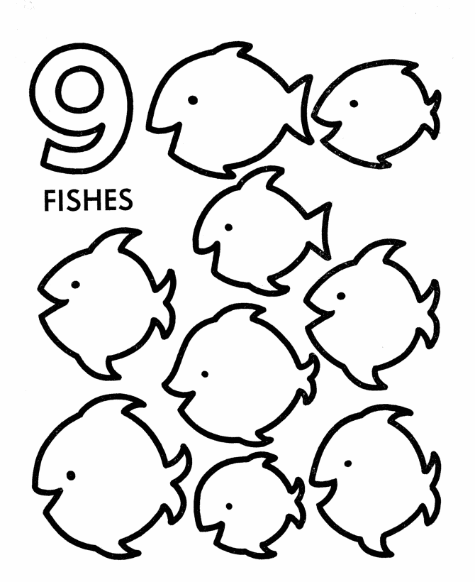 Counting objects Activity Sheet | Count the Nine - Fishes