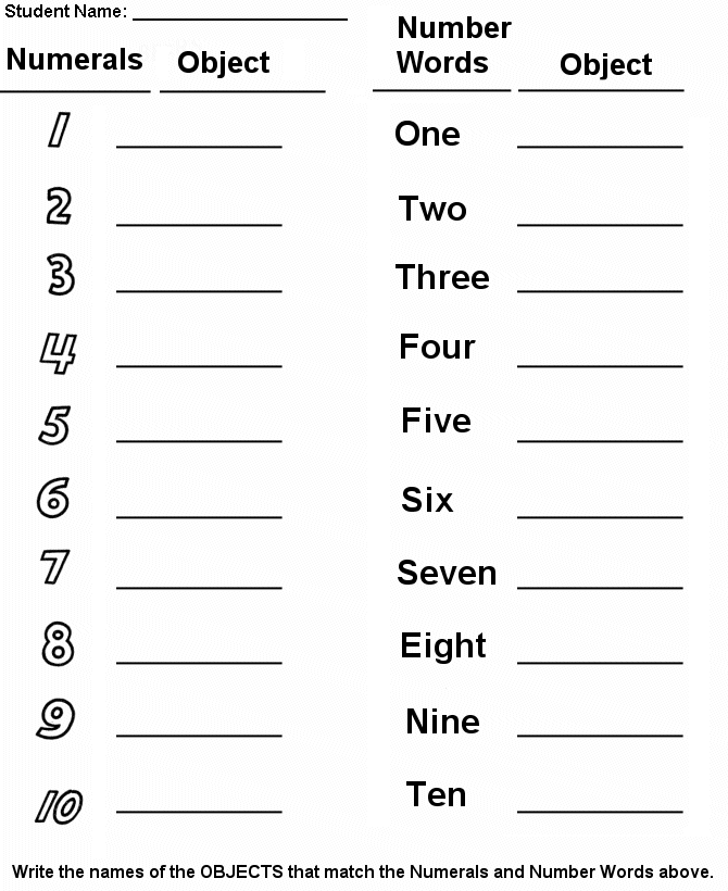 Counting And Matching Activity Sheets Counting Matching Numbers