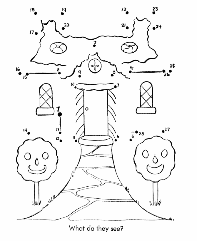 Dot-to-Dot Nursery Rhyme Page | Hansel and Gretel Gingerbread house