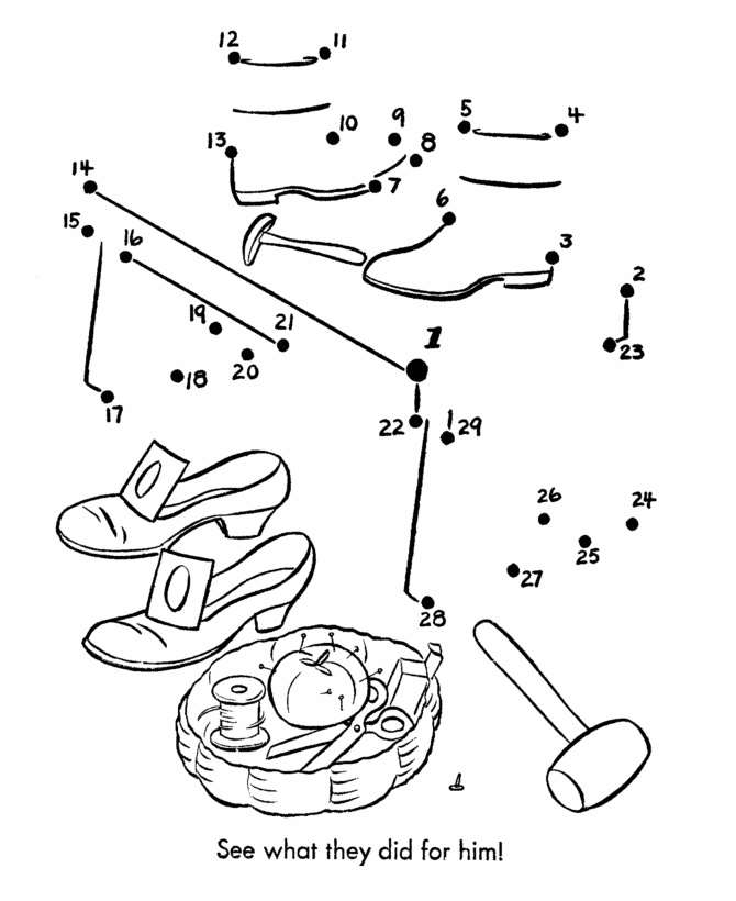 Dot-to-Dot Nursery Rhyme Page | Elves and the Shoemaker