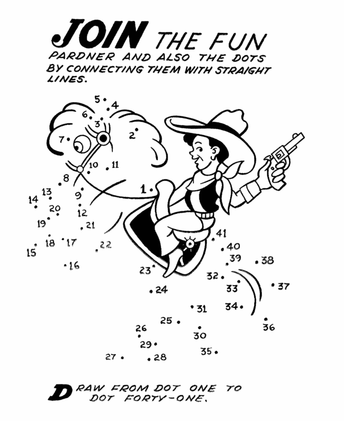 Dot-to-Dot Activity Page | cowboy