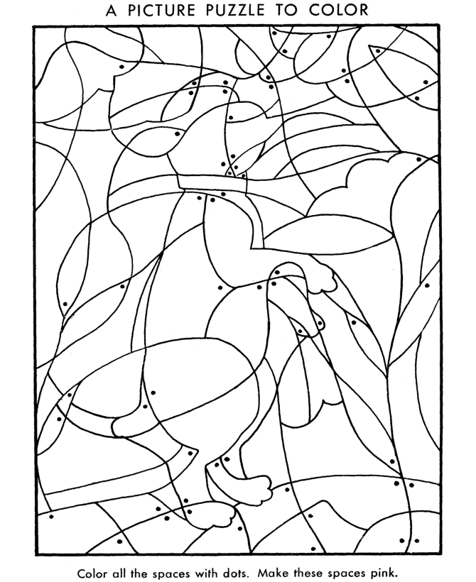 Hidden Picture Coloring Page | dog smelling flowers
