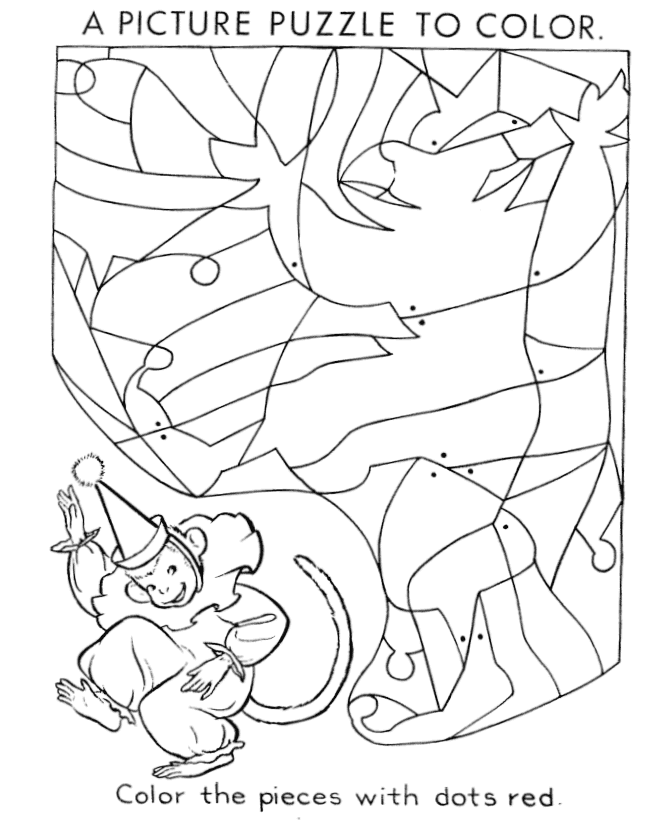 Hidden Picture Coloring Page | Circus Monkey