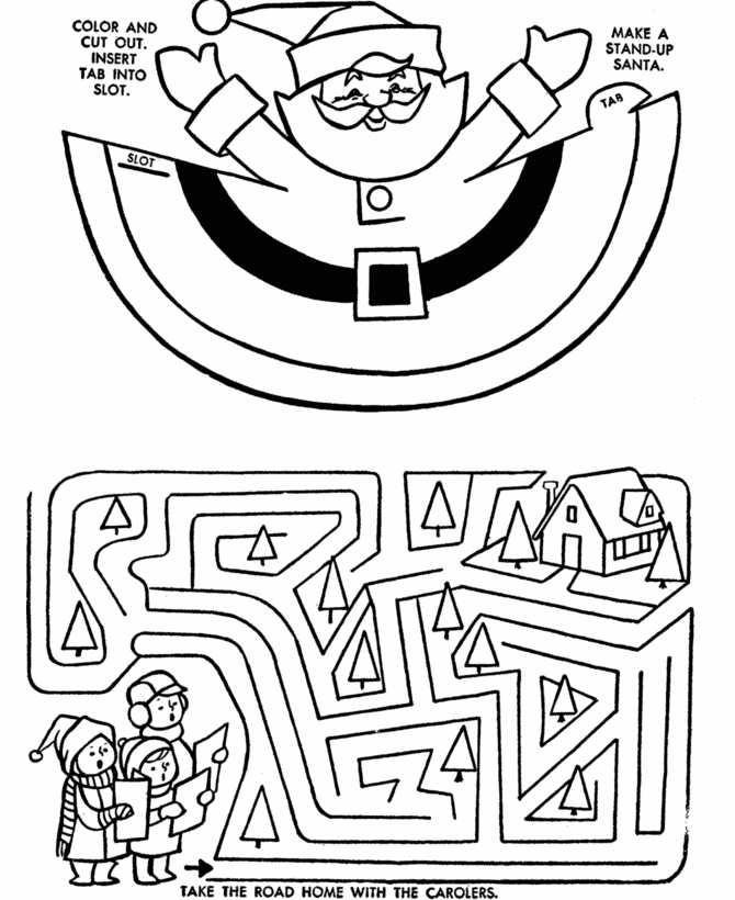 Maze Activity Sheet | Channel Maze - Santa and Christmas Carolers