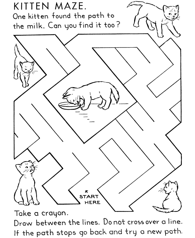Maze Activity Sheet | Lost Kittens Channel Maze
