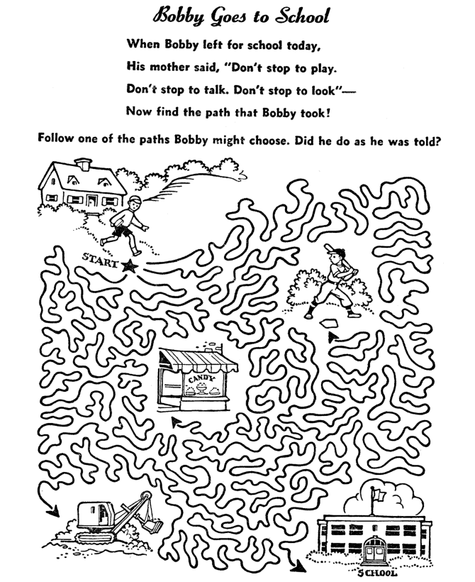 Maze Activity Sheet | Line Maze - Go to School