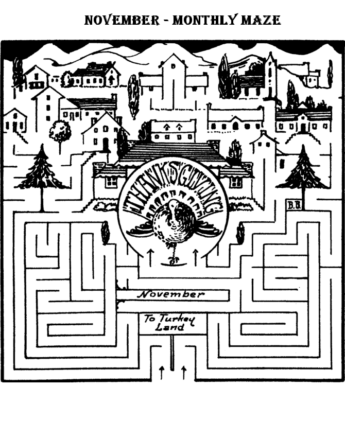 Monthly Maze Activity Sheet | November Maze