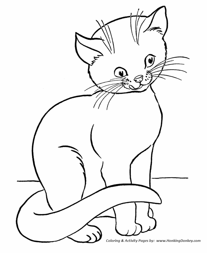 Cat Coloring Pages | Printable Hungry cat Cat Coloring Page | HonkingDonkey