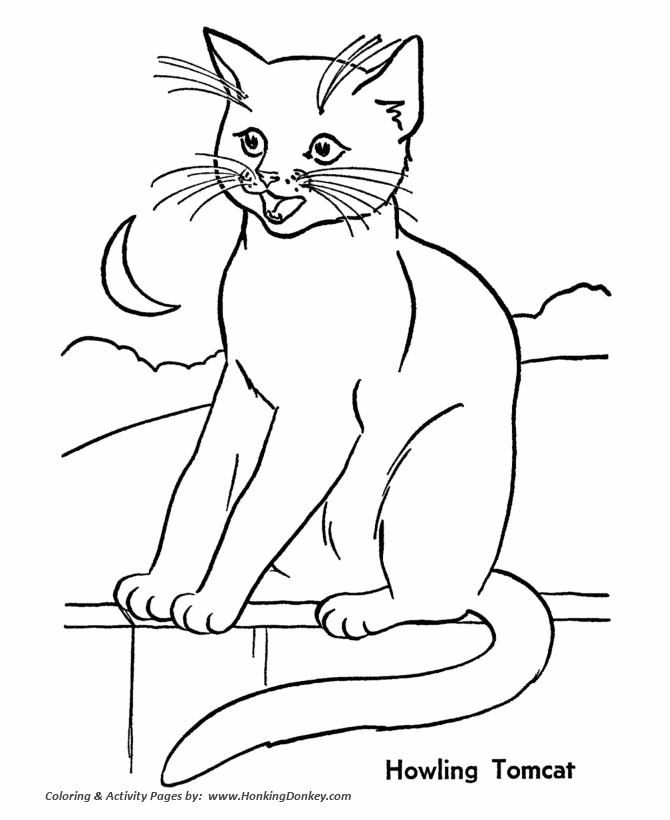 Cat Coloring page | Howling Tomcat