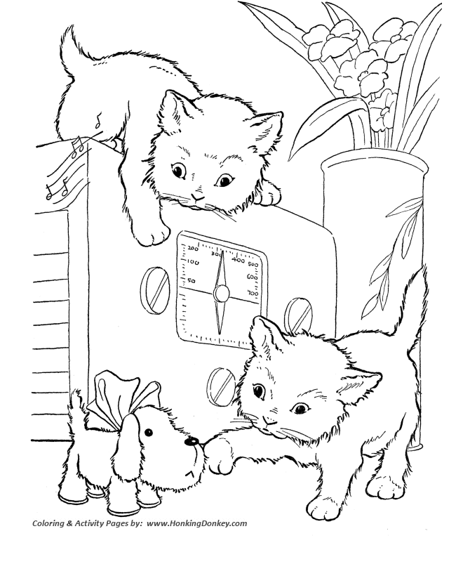 Cat Coloring page | Playful kittens