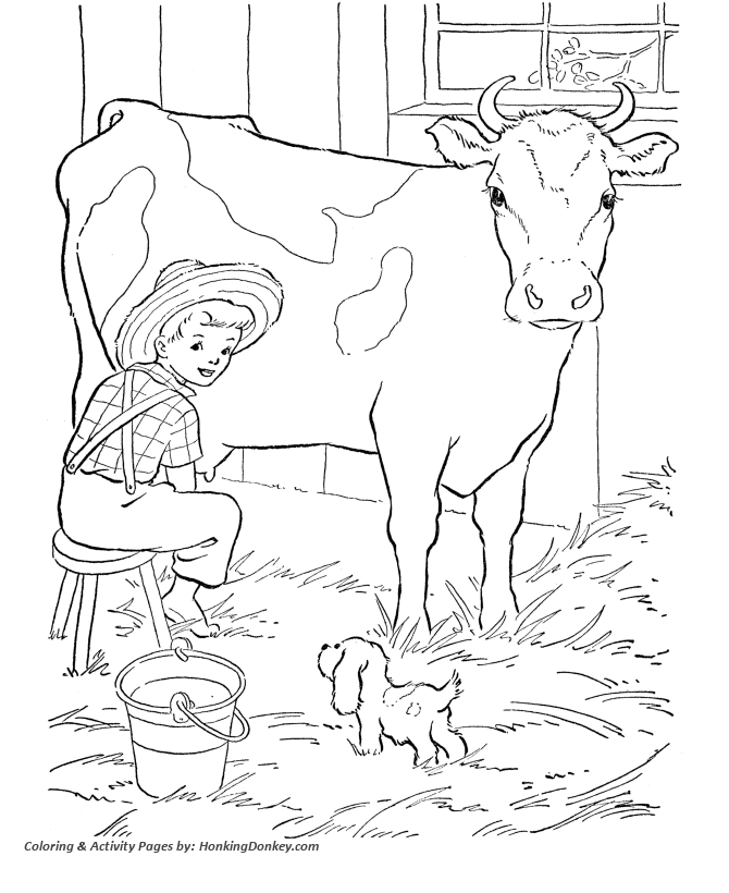 Cow Coloring page | Milking the cow
