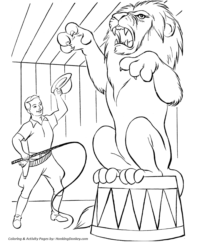 Circus Lion Tamer Coloring page | Roaring Lion Coloring page