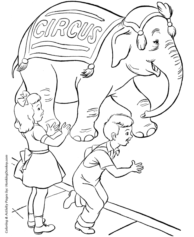Circus Coloring page | Parade Circus elephant