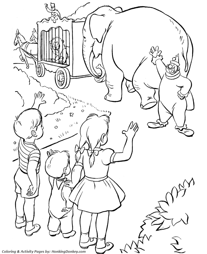 Circus Coloring page | Circus elephant parade