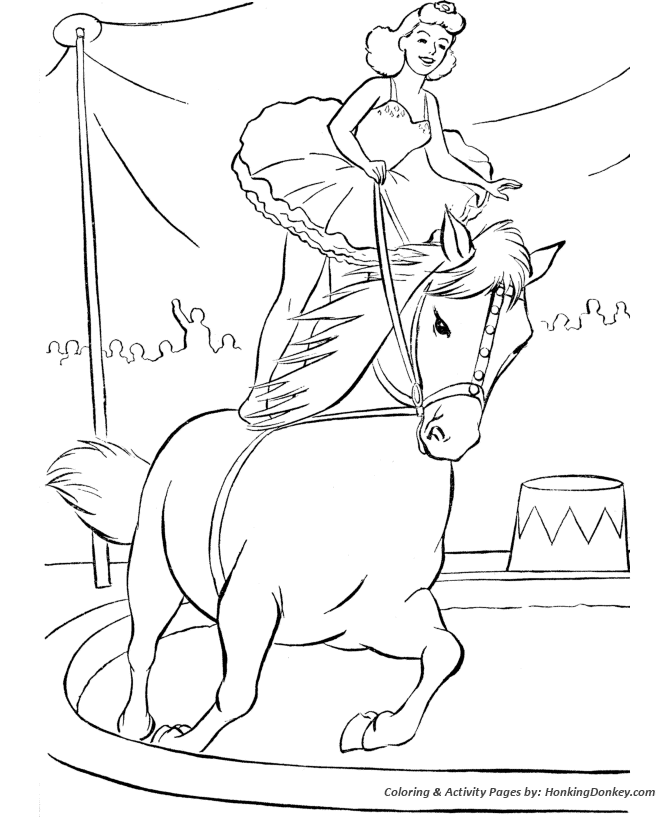 Circus Coloring page | Horse and lady