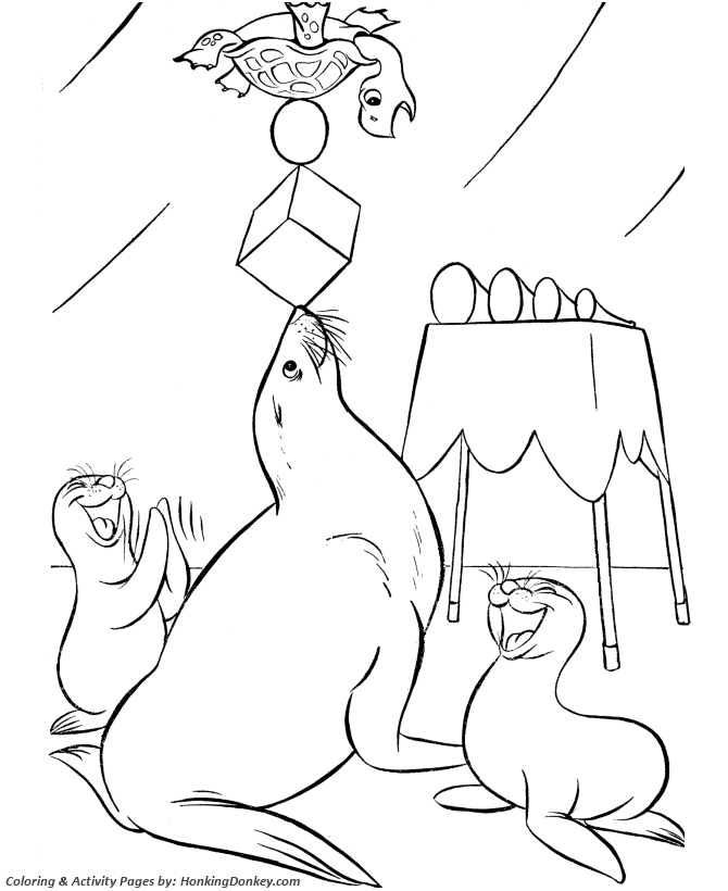 Circus Animal Coloring page | Trained Seals