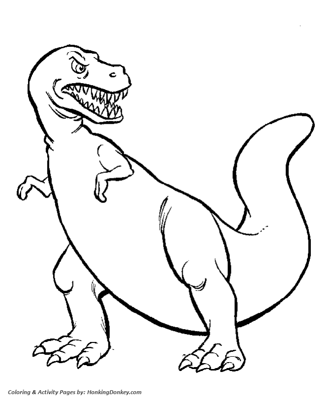 t rex coloring page for kids