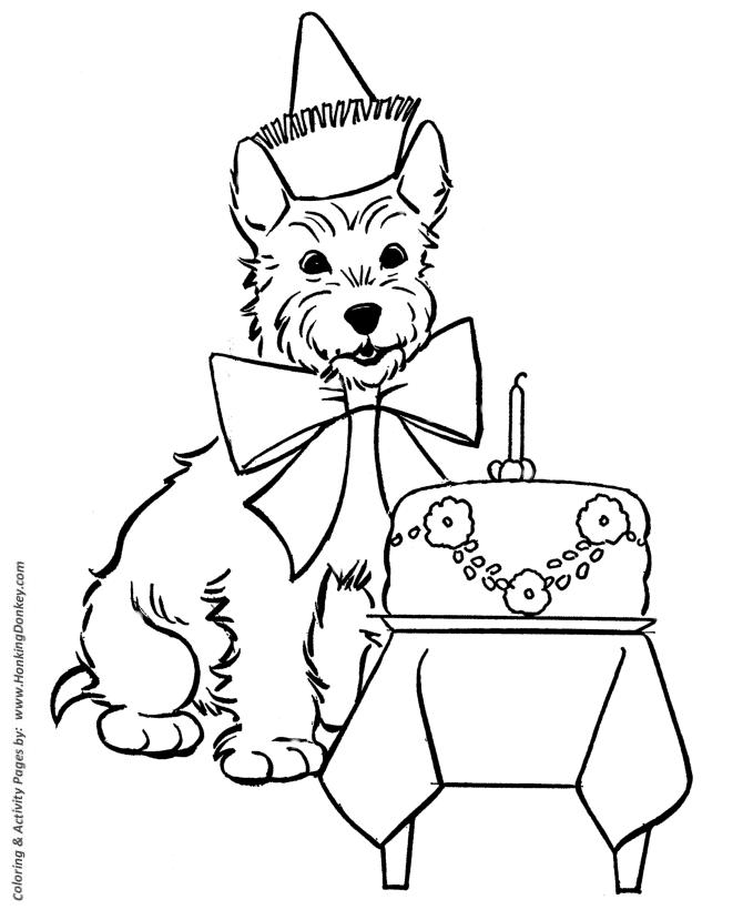 Scottish Terrier birthday - Dog Coloring page