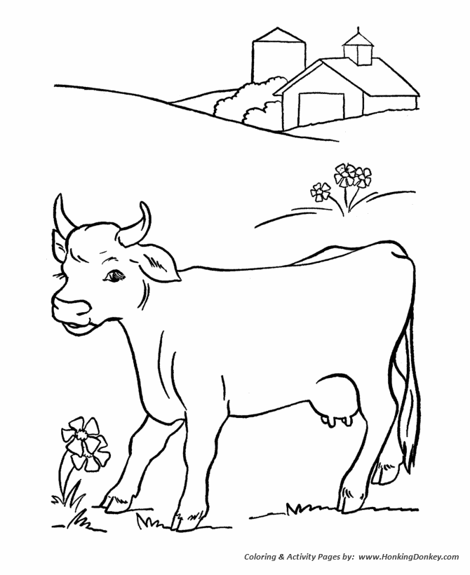 Farm Animal Coloring Pages | Printable Cow Coloring Page and Kids