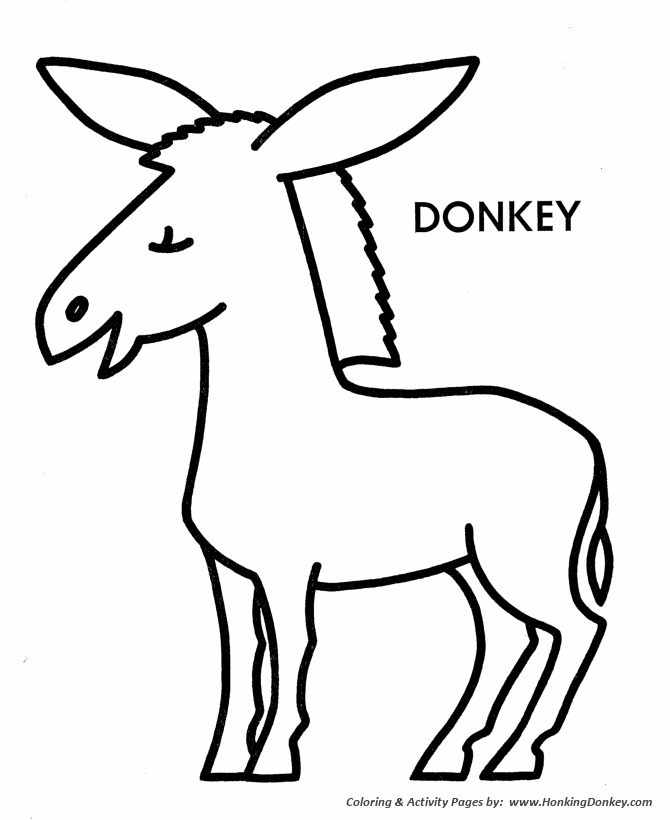 Farm animal coloring page | Pin the Tail on the Donkey outline