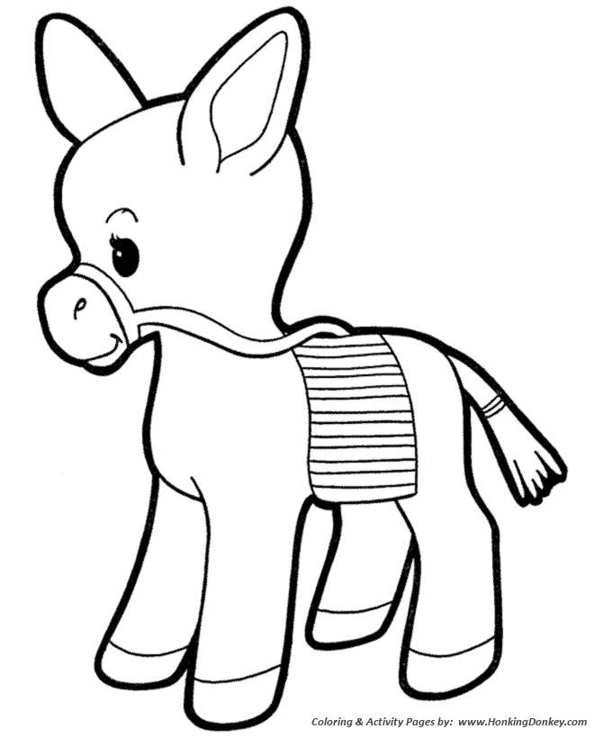 Farm animal coloring page | Donkey piñata