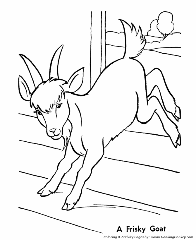 Farm animal coloring page Goat | Frisky Goat