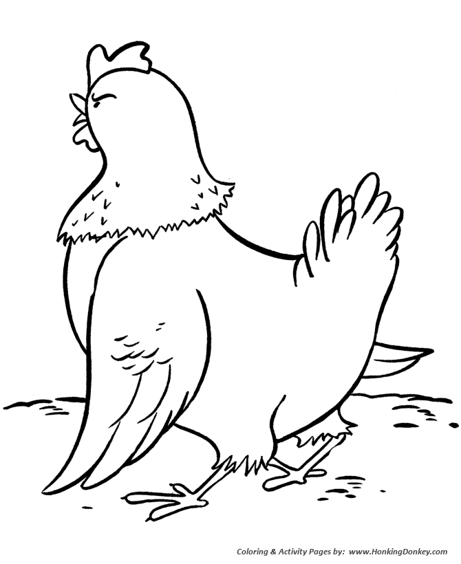 Farm animal chicken coloring page | Chicken