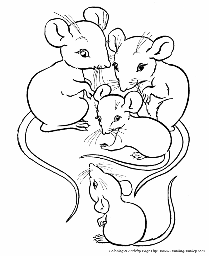 Farm animal coloring page | Family of mice