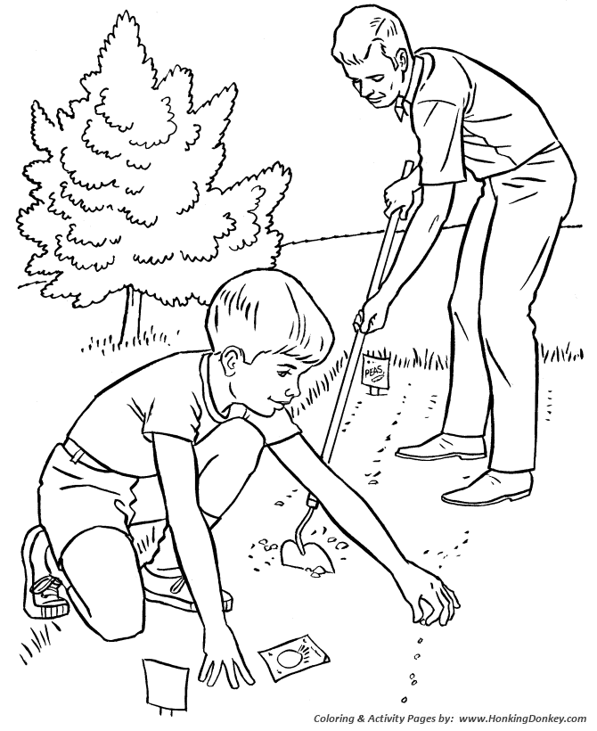 Farm Work and Chores coloring page | Planting a garden