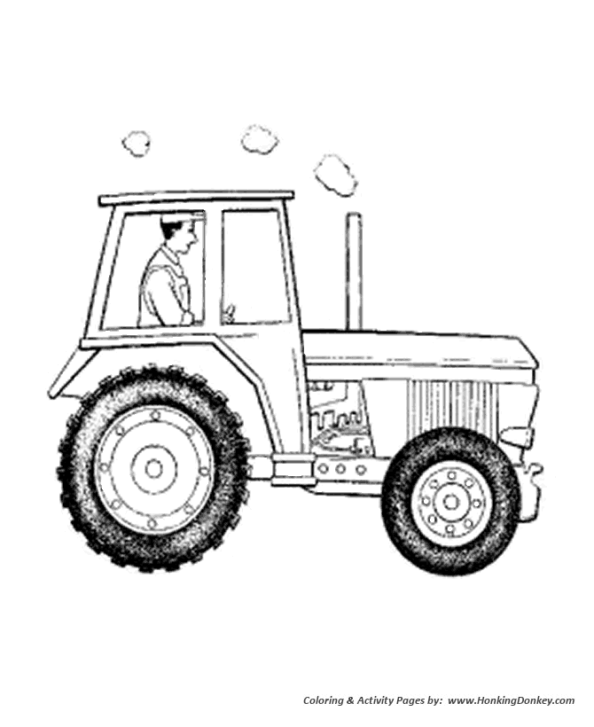 Farm vehicles coloring page | Enclosed cab tractor