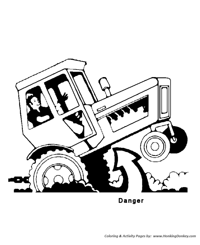 Tractor Safety coloring page | Tractor Tipping Danger